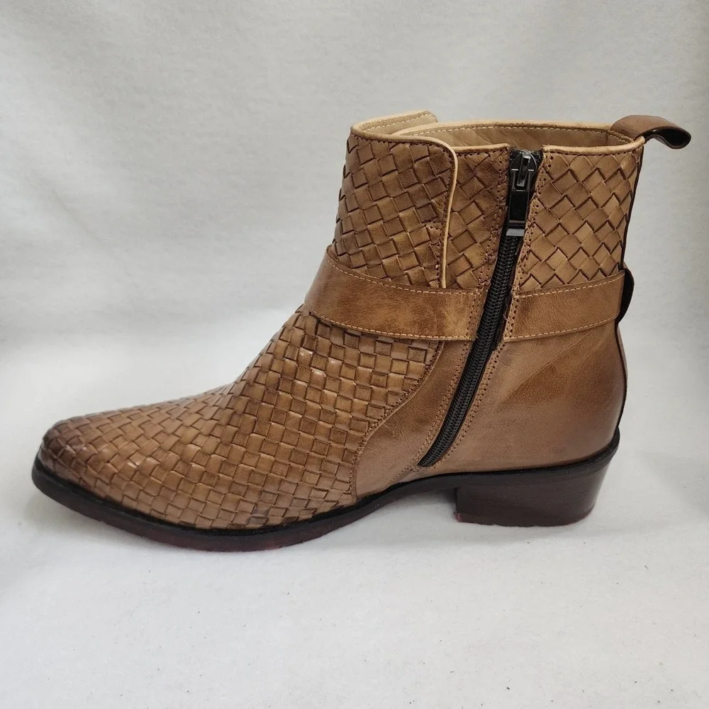 Calto K30524 Men 11 Boot Brown Leather Invisible Height Increasing Elevator Boot